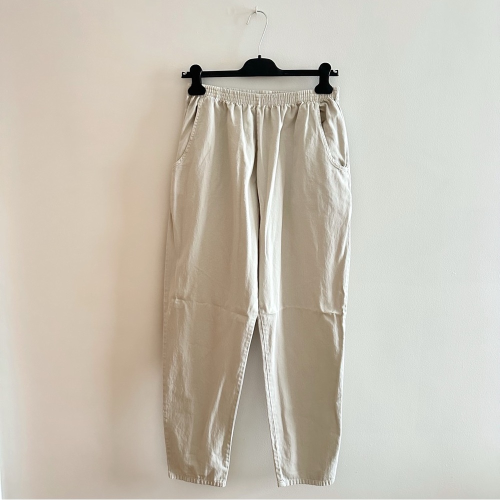 Simply Basic Vintage Beige Cotton Stretchy Waist Pants with pockets M